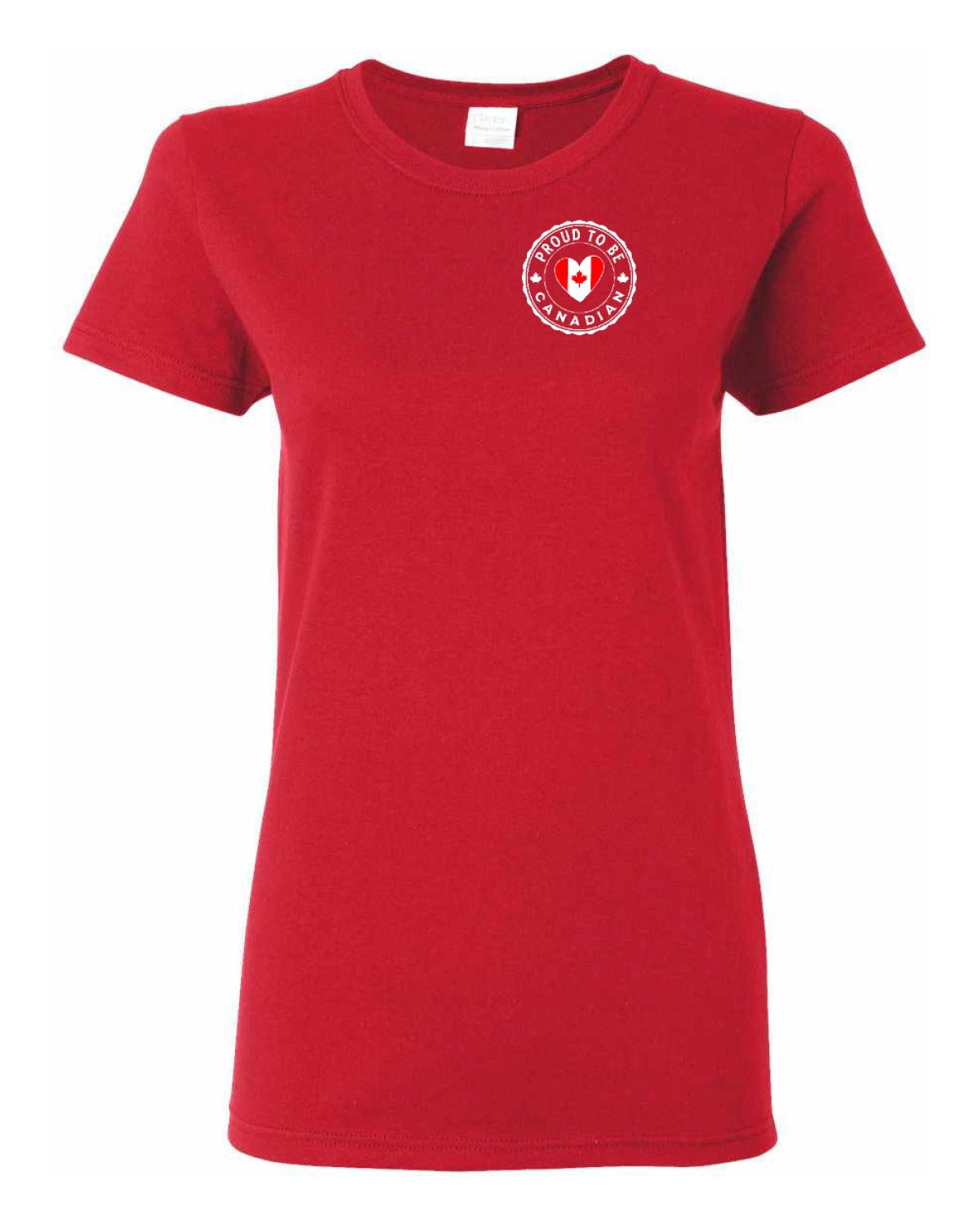Proud to Be Canadian Heart Left Chest And Back Women's Tee