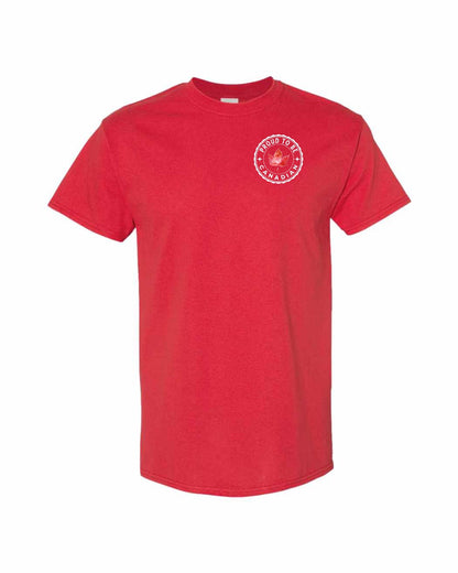 Proud to Be Canadian Leaf Left Chest & Back Men's Tee - Gildan Canada (sewn Internationally)