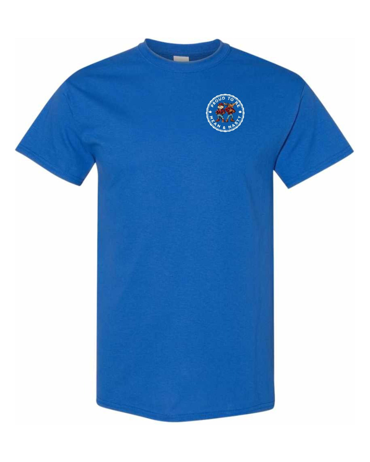 Proud to be Mean and Nasty Beaver and Moose Left Chest and Back Men's Tee