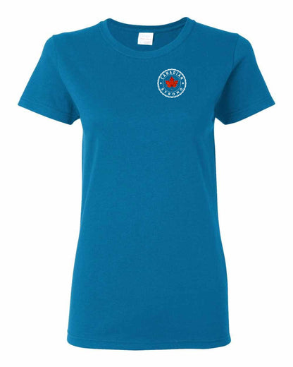 Canadian Strong Leaf Left Chest and Back Women's Tee - Gildan Canada (sewn Internationally)