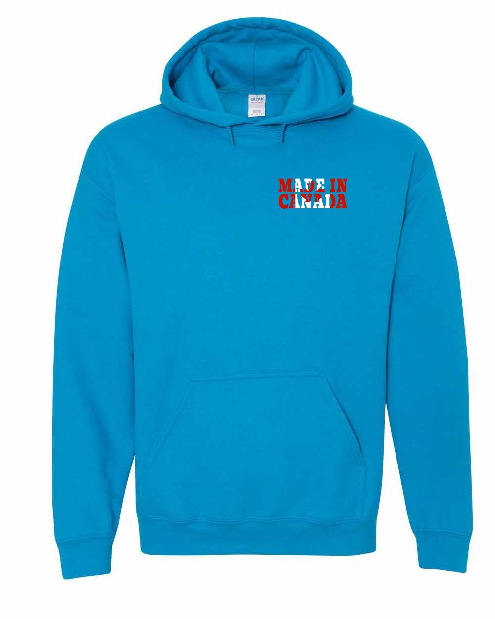 Made in Canada Flag Background Left Chest and Back Pullover - Gildan Canada (sewn Internationally)