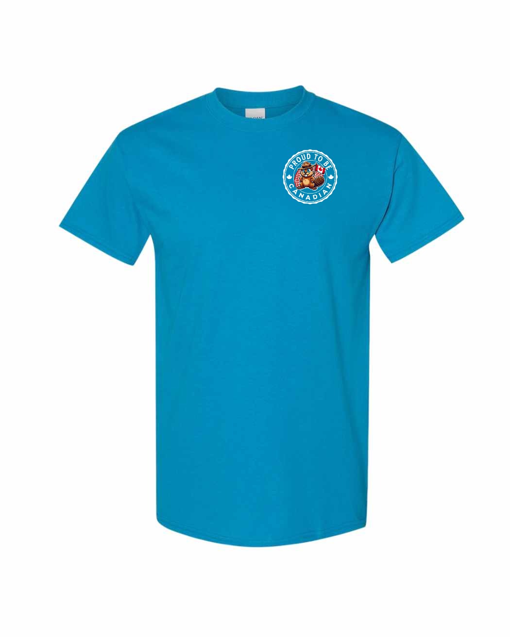 Proud to Be Canadian Beaver Left Chest & Back Men's Tee
