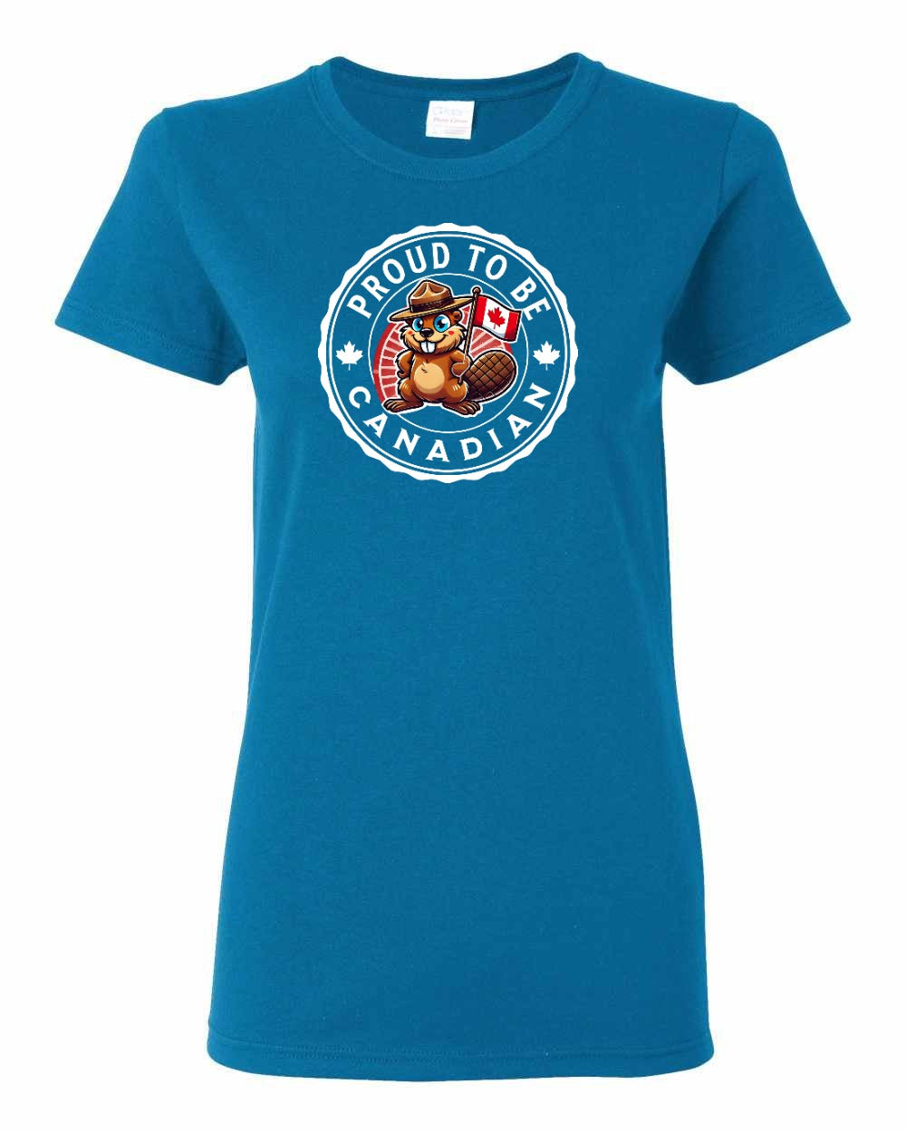 Proud to be Canadian Beaver Full Front Women's Tee - Gildan Canada (sewn Internationally)