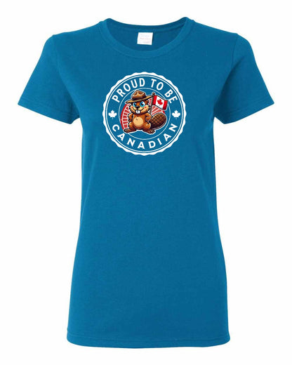 Proud to be Canadian Beaver Full Front Women's Tee - Gildan Canada (sewn Internationally)
