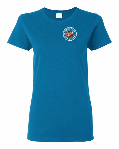 Proud to be Canadian Beaver Left Chest and Back Women's Tee - Gildan Canada (sewn Internationally)