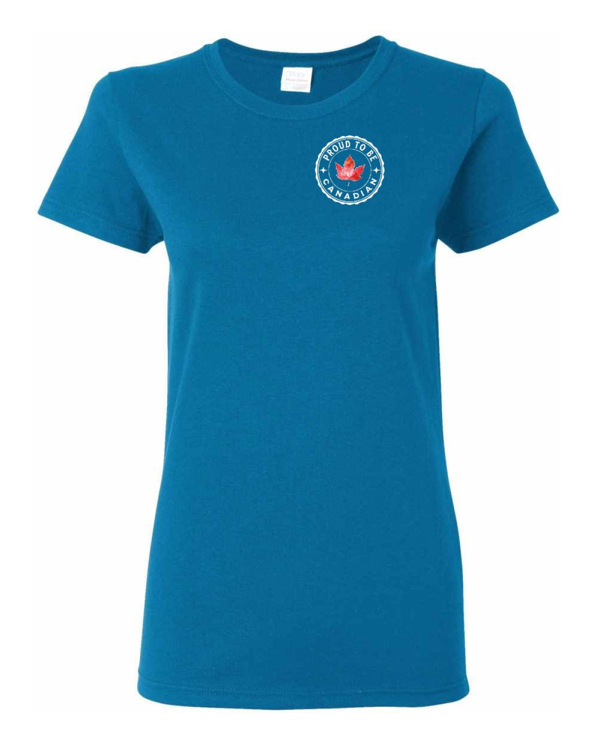 Proud to be Canadian Leaf Left Chest and Back Women's Tee