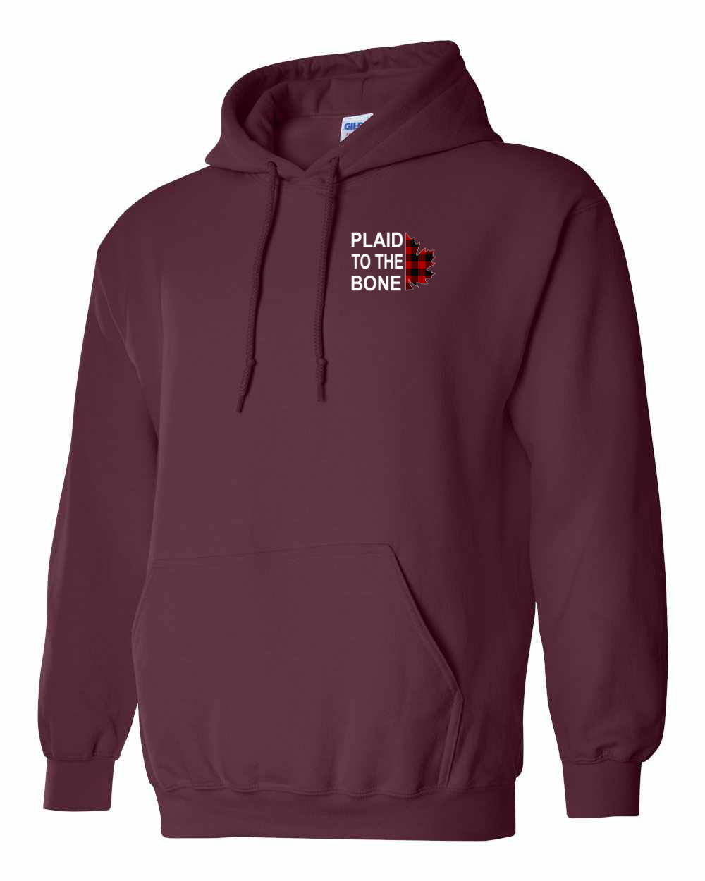 Plaid to the Bone Stacked Leaf Left Chest Pullover