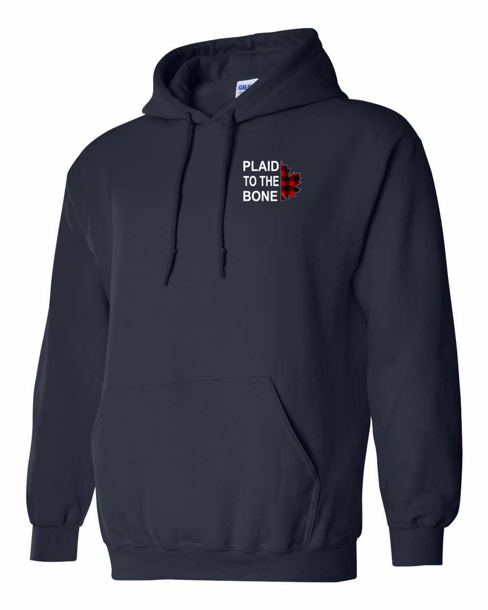 Plaid to the Bone Stacked Leaf Left Chest Pullover