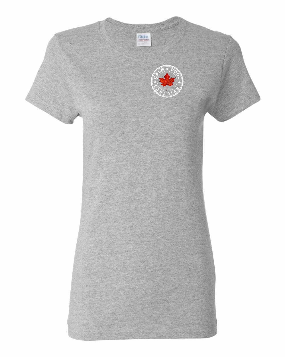 Calm Cool Canadian Leaf Left Chest Women's Tee - Gildan Canada (sewn Internationally)