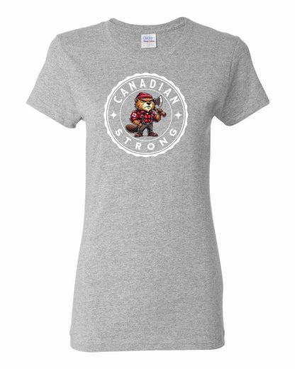 Canadian Strong Beaver Full Front Women's Tee - Gildan Canada (sewn Internationally)