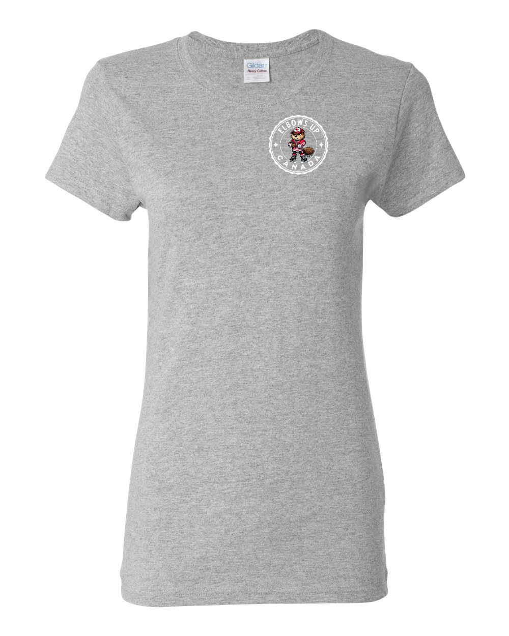 Elbows Up Beaver Left Chest Women's Tee - Gildan Canada (sewn Internationally)