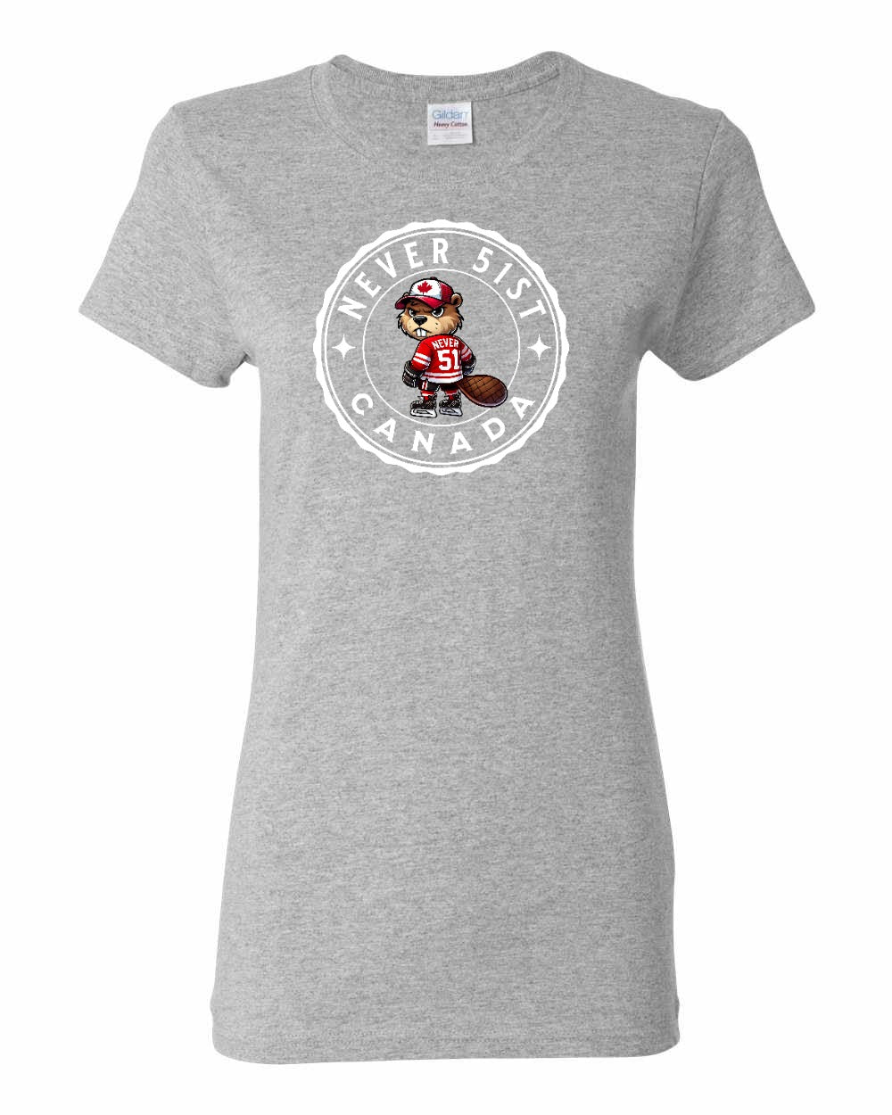 Never 51st Beaver Full Front Women's Tee - Gildan Canada (sewn Internationally)