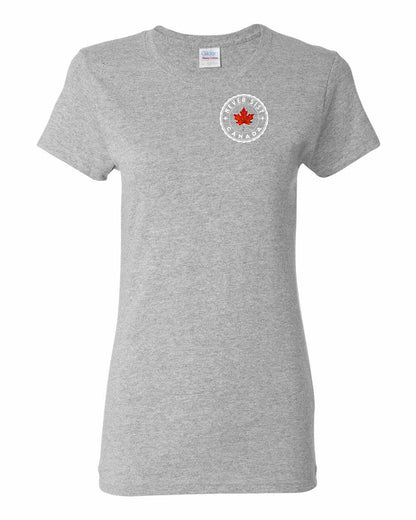 Never 51st Leaf Left Chest Women's Tee - Gildan Canada (sewn Internationally)