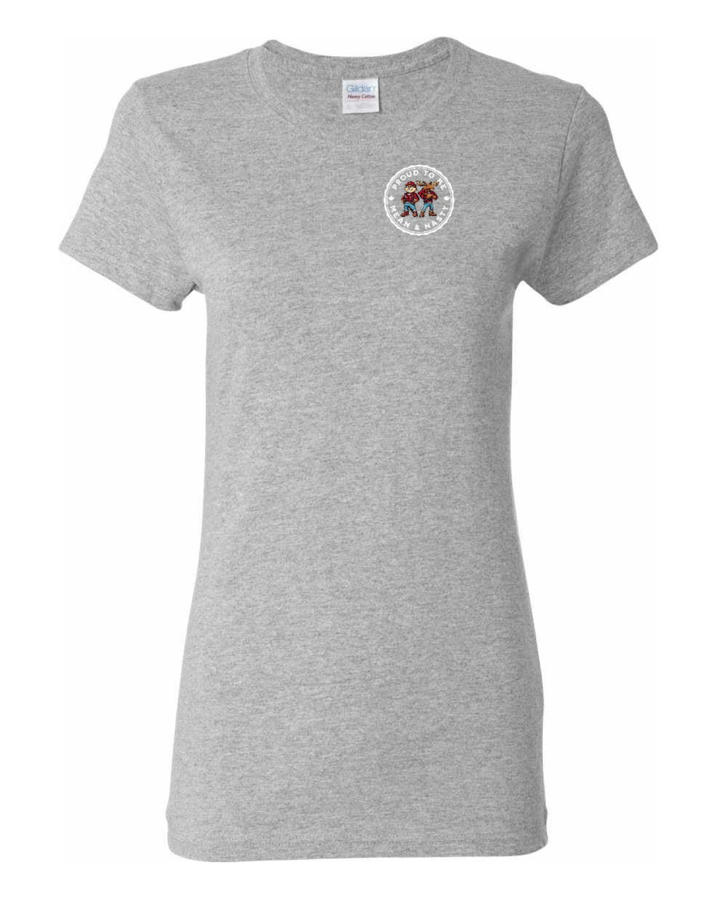 Proud to be Mean and Nasty Beaver and Moose Left Chest and Back Women's Tee