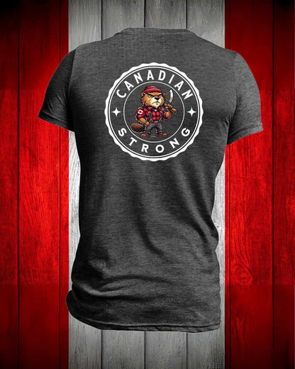 Canadian Strong Beaver left chest and back Men's Stanfield's Tee