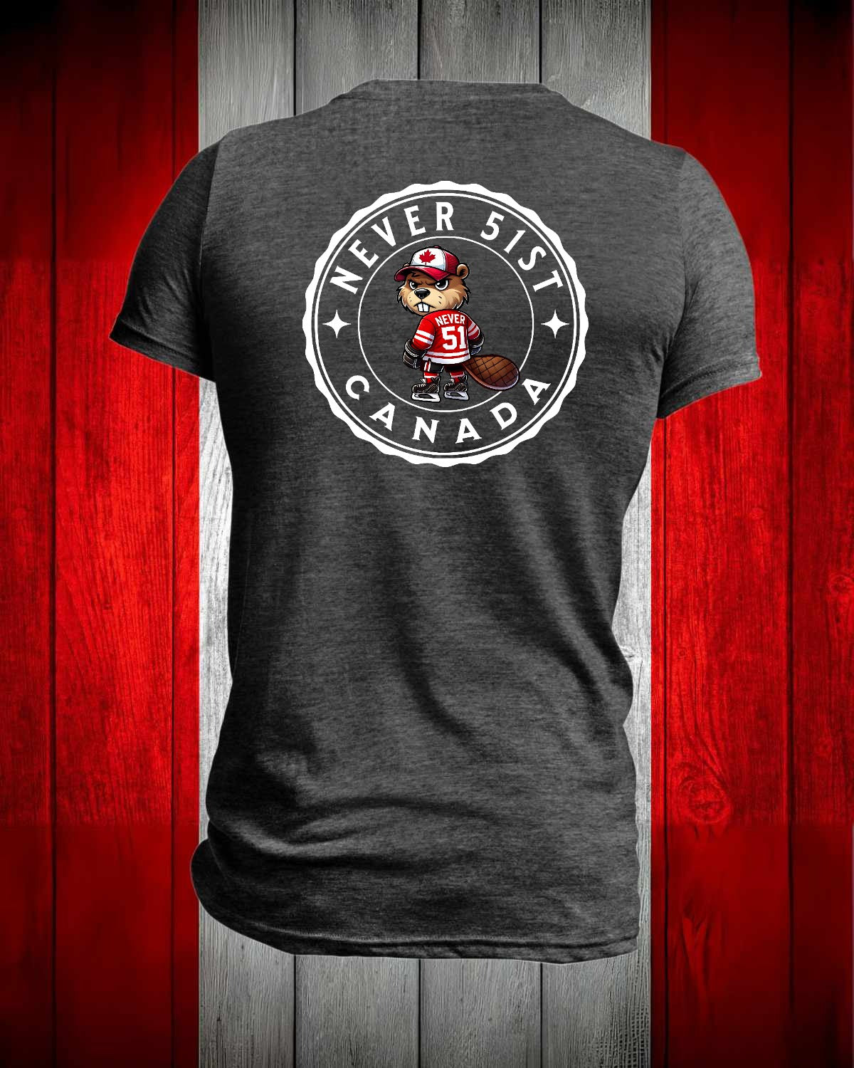 Never 51st Beaver left chest and back Men's Stanfield's Tee