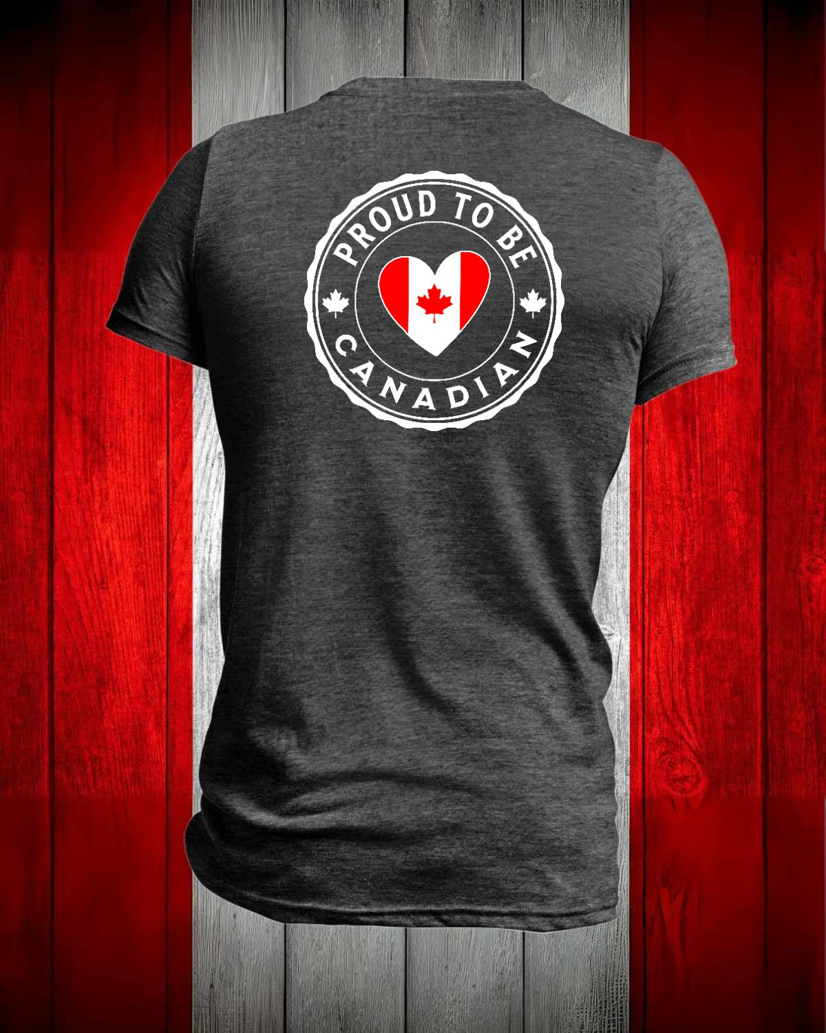 Proud to be Canadian Heart Left Chest and back Full Men's Stanfield's Tee