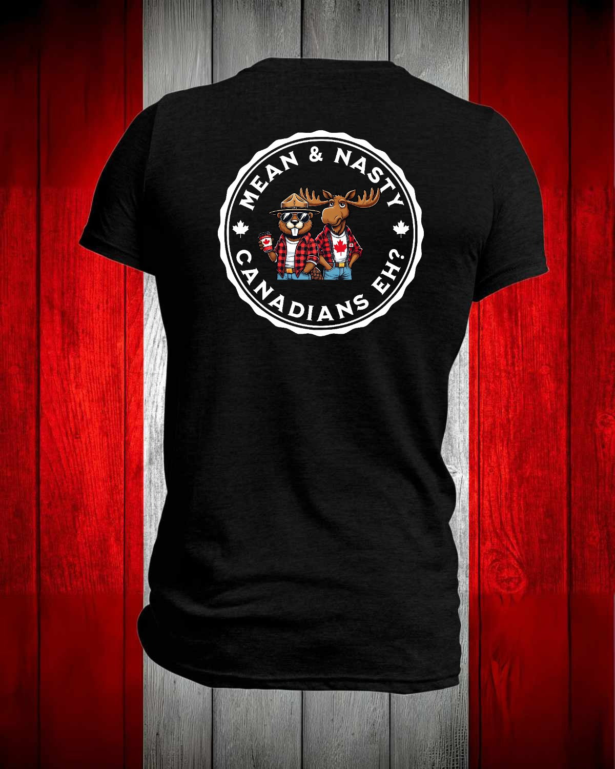 Mean And Nasty Canadian's Eh! left chest and back Men's Stanfield's Tee