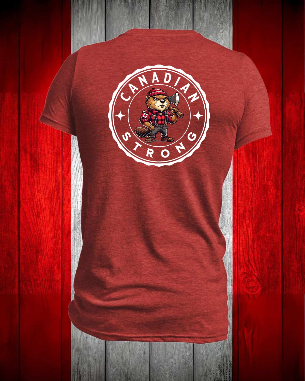 Canadian Strong Beaver left chest and back Men's Stanfield's Tee