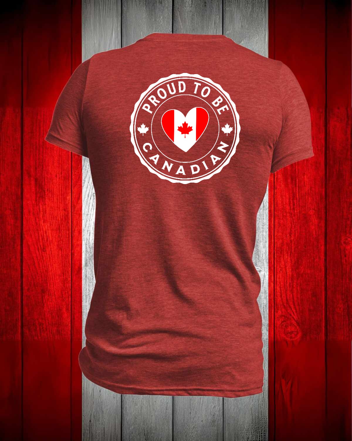 Proud to be Canadian Heart Left Chest and back Full Men's Stanfield's Tee