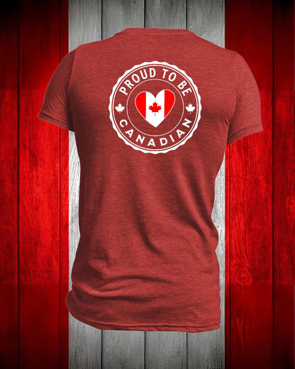 Proud to be Canadian Heart Left Chest and back Full Men's Stanfield's Tee