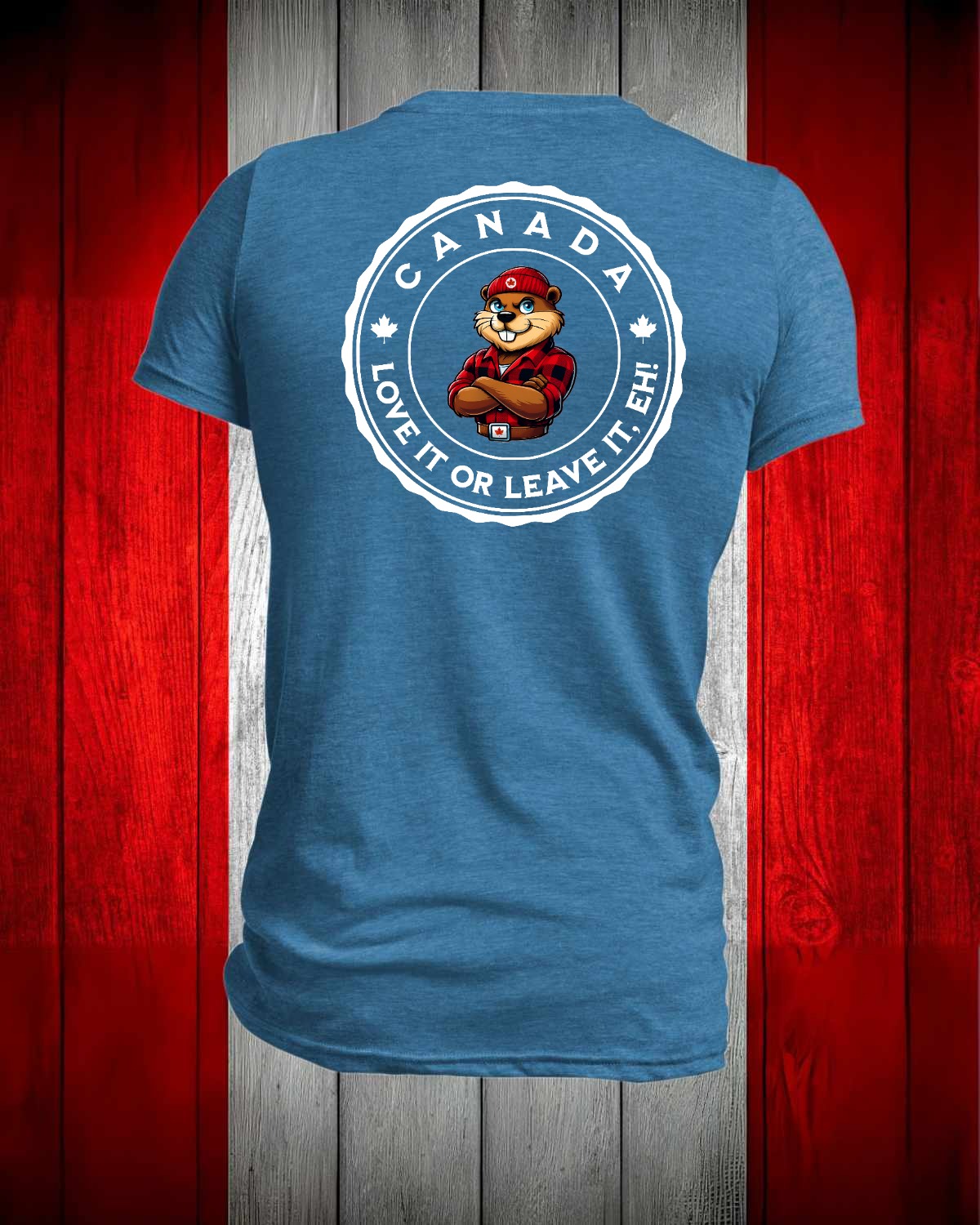 Canada Love it or Leave it eh! left chest and back Men's Stanfield's Tee