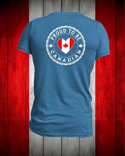 Proud to be Canadian Heart Left Chest and back Full Men's Stanfield's Tee