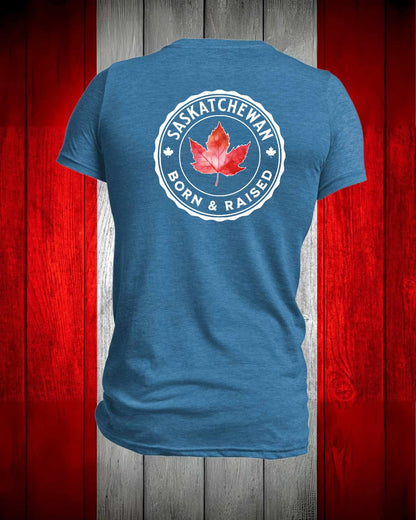Saskatchewan Born and Raised left chest and back Men's Stanfield's Tee