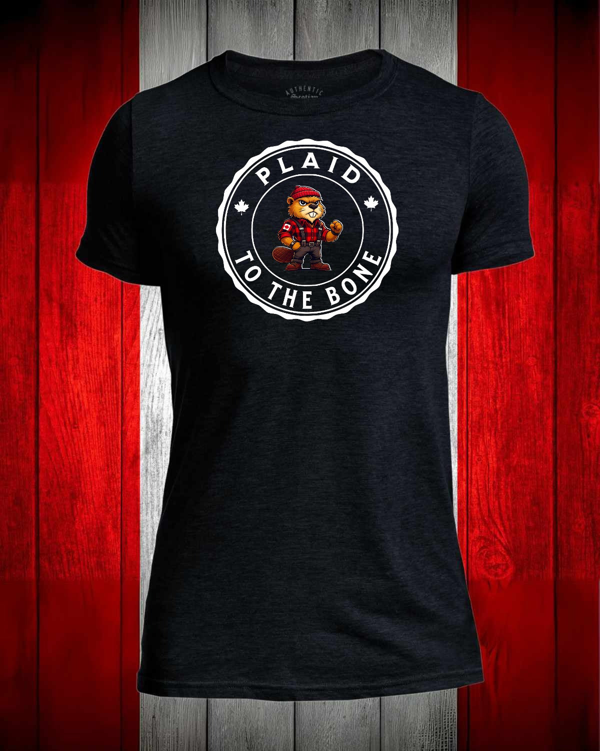 Plaid to the Bone Beaver Full Front Men's Stanfield's Tee