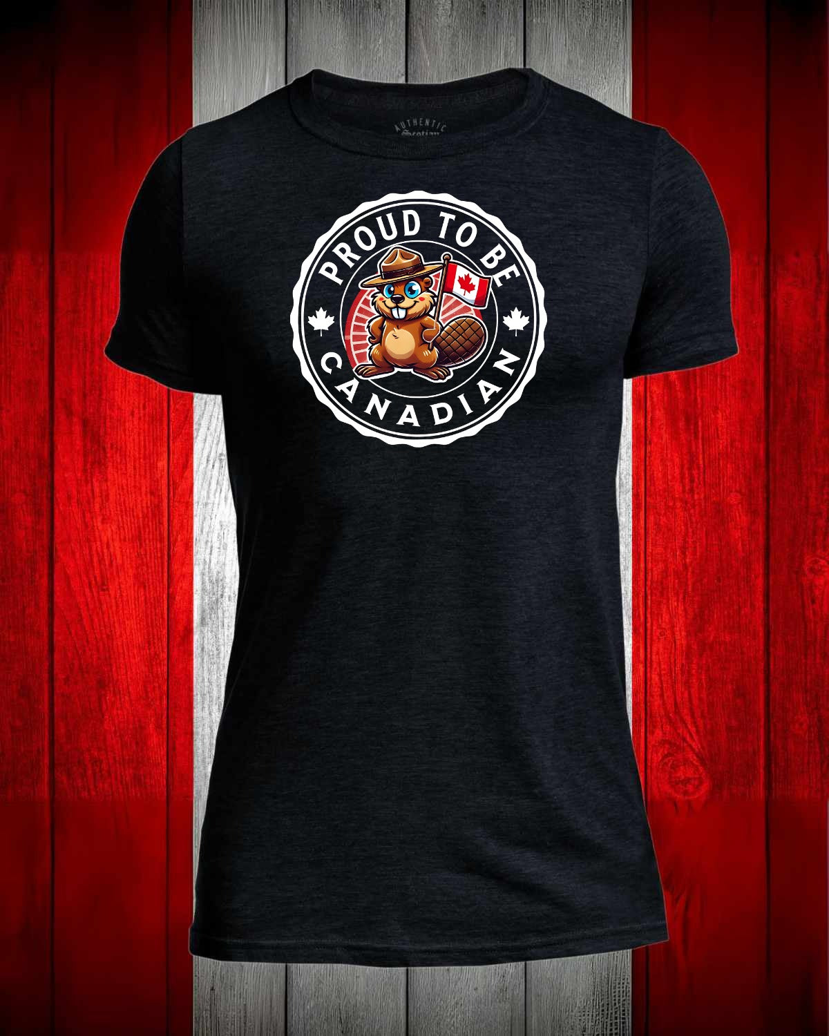Proud to be Canadian Mountie Beaver Front Men's Stanfield's Tee
