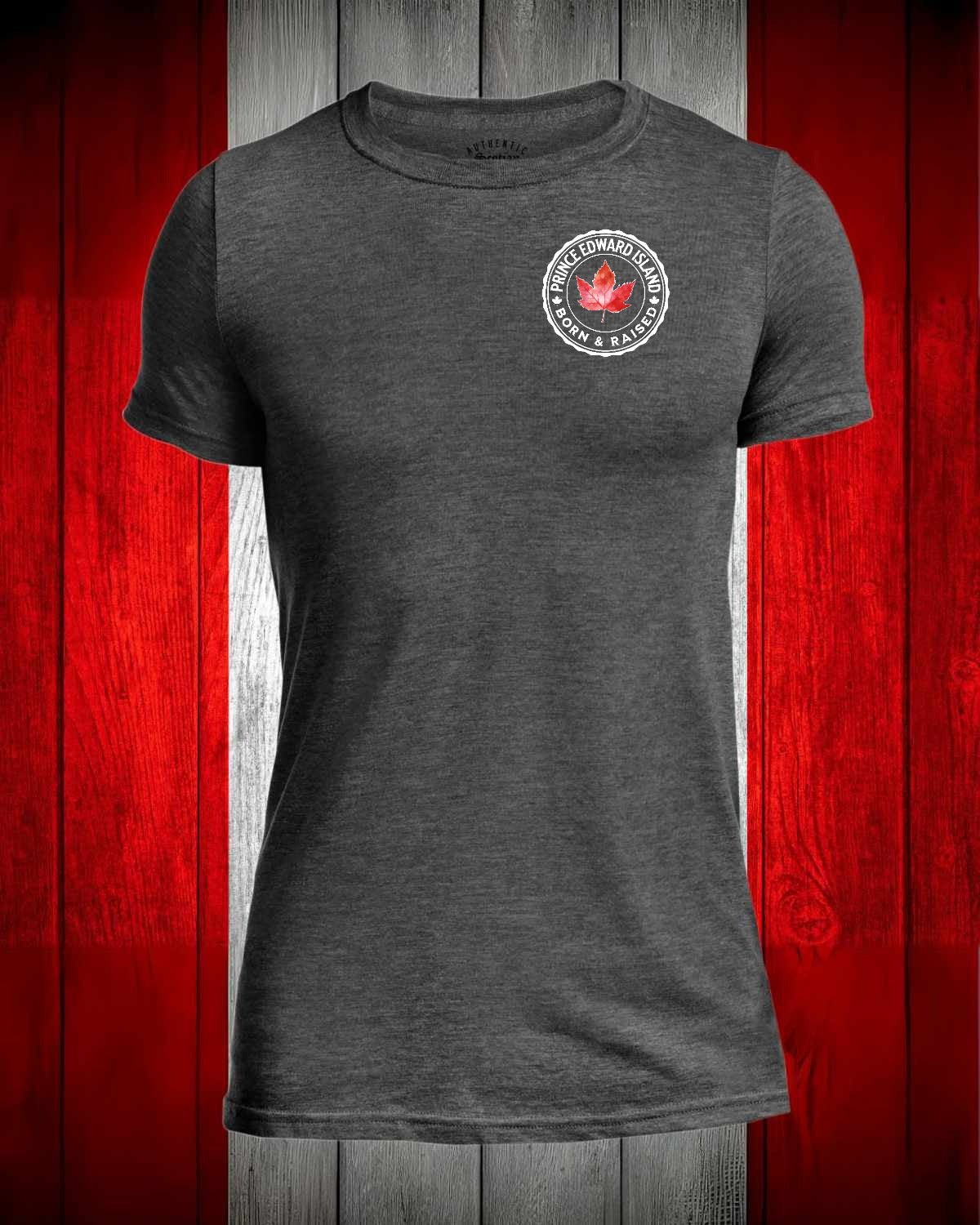 Prince Edward Island Born and Raised left chest and back Men's Stanfield's Tee