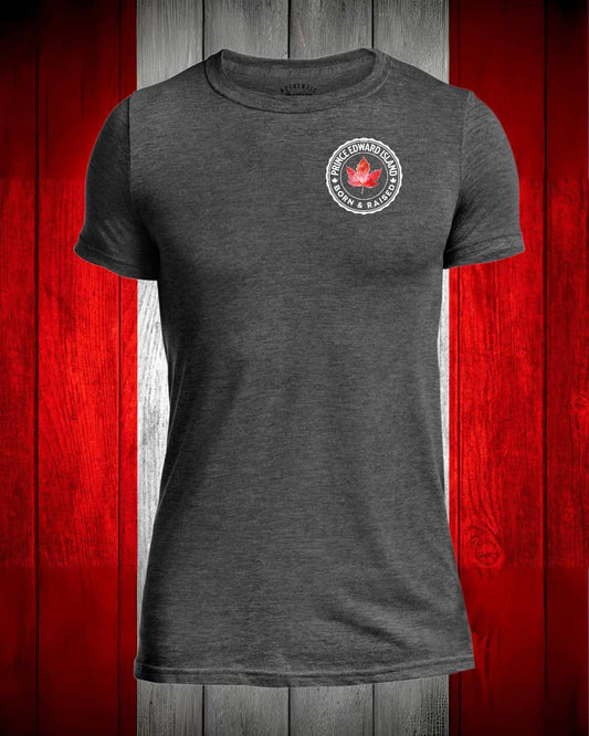 Prince Edward Island Born and Raised left chest and back Men's Stanfield's Tee