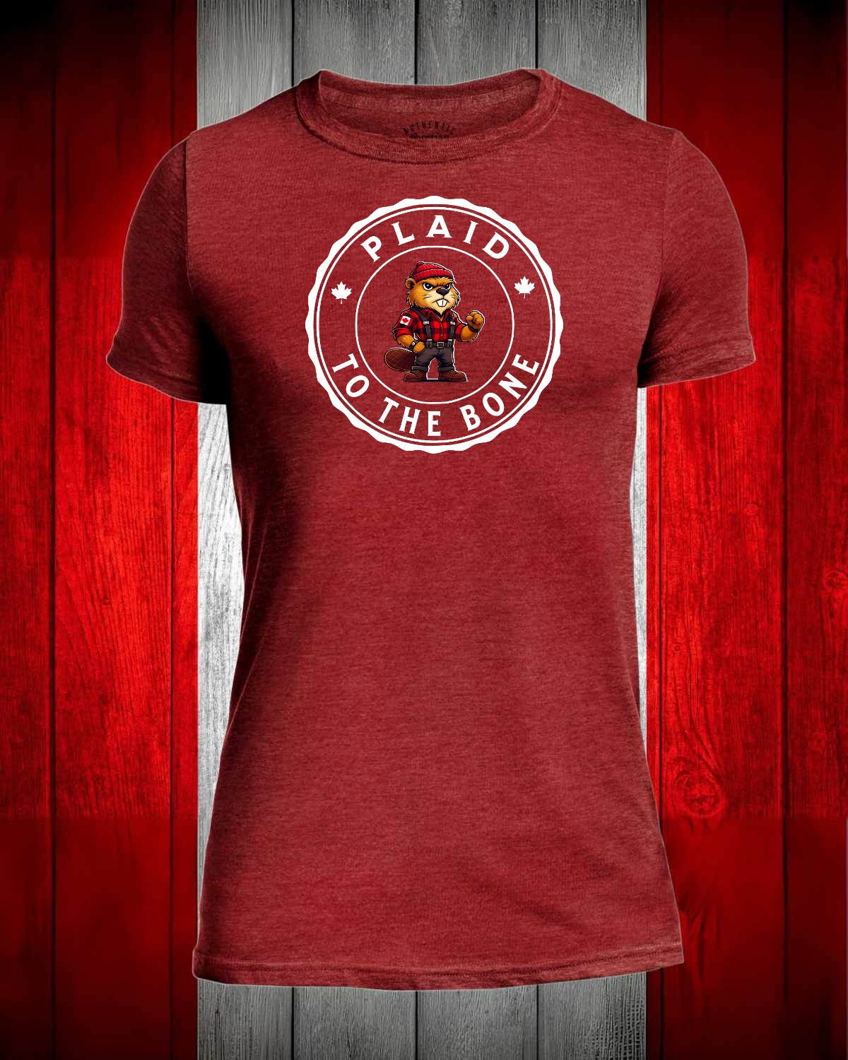 Plaid to the Bone Beaver Full Front Men's Stanfield's Tee