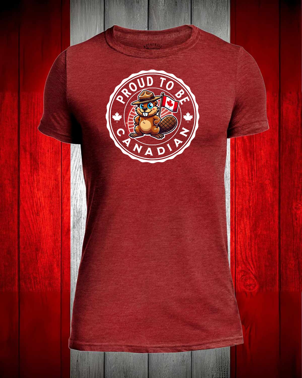 Proud to be Canadian Mountie Beaver Front Men's Stanfield's Tee