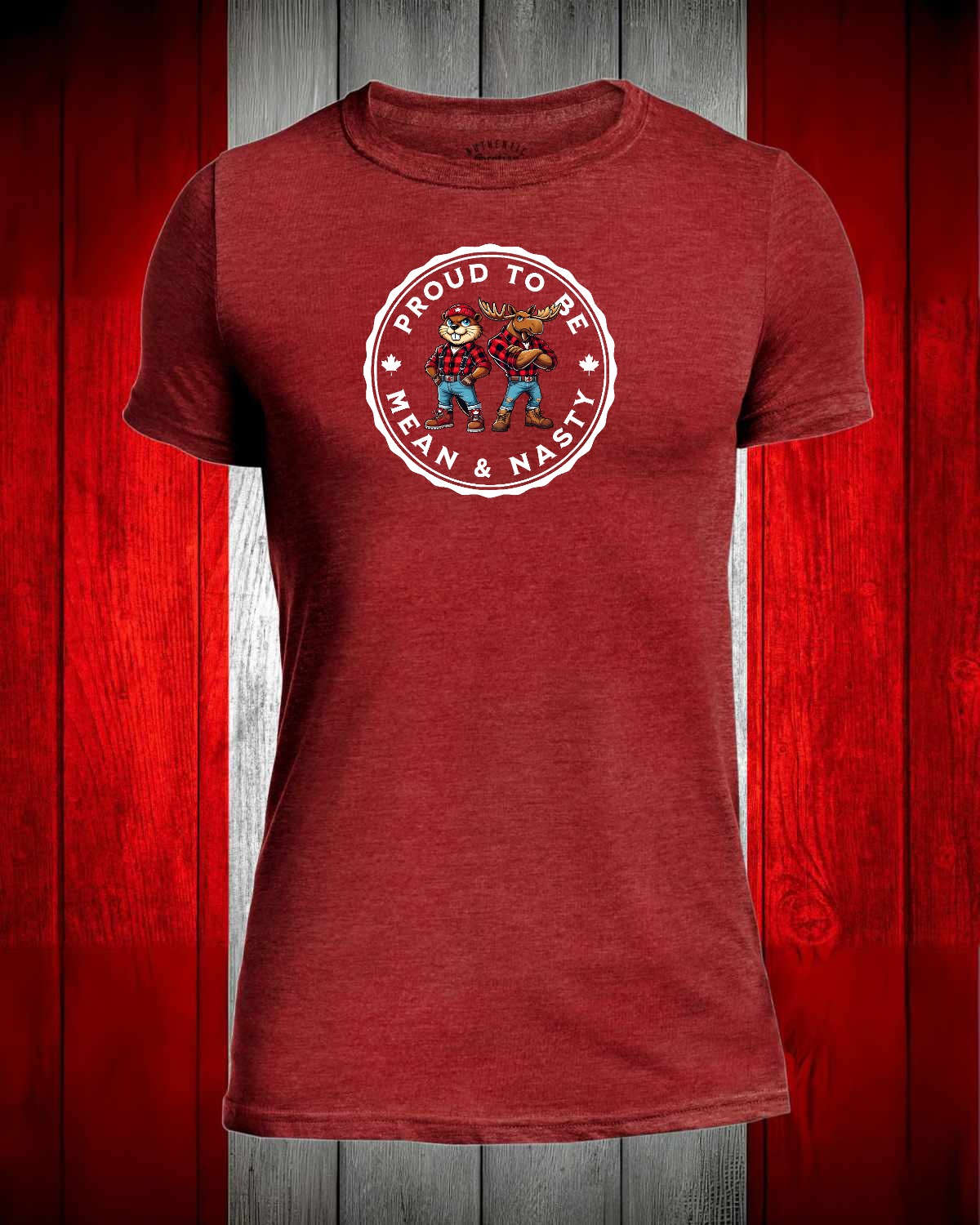 Proud to be Mean and Nasty Beaver and Moose Front Men's Stanfield's Tee