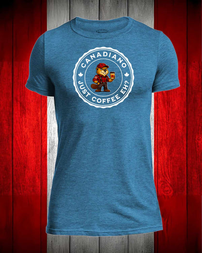 Canadiano Just Coffee Eh! Male Beaver Full Front Men's Stanfield's Tee