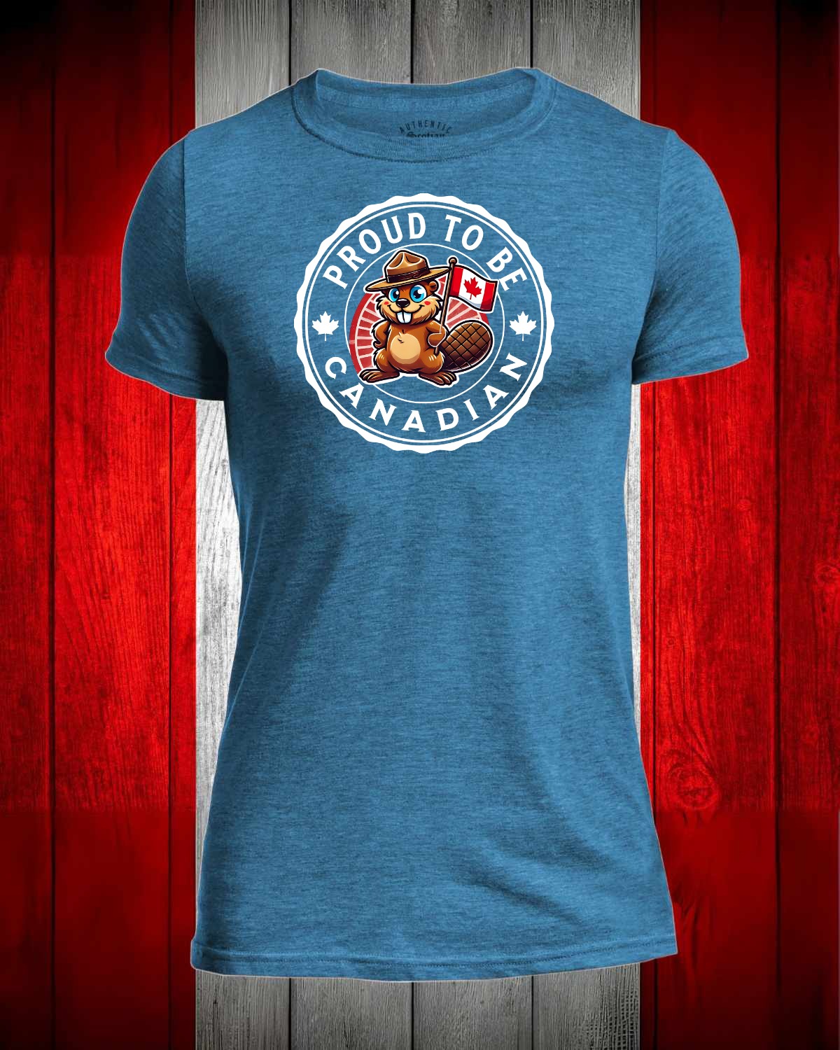 Proud to be Canadian Mountie Beaver Front Men's Stanfield's Tee