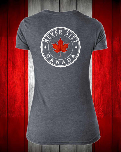 Never 51st Leaf Left Chest and Full Back Women's V-neck Stanfield's Tee