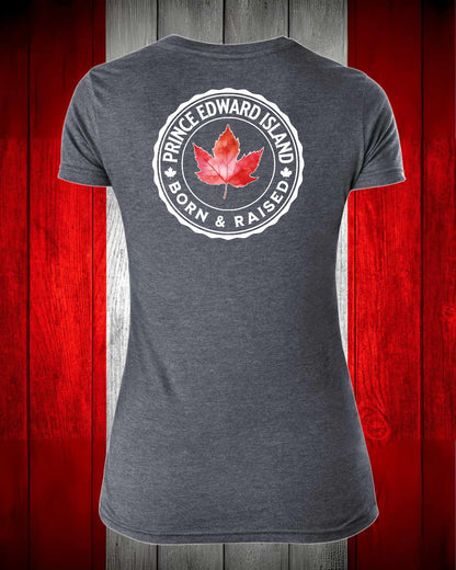 Prince Edward Island Born and Raised left chest and back Women's Stanfield's Tee