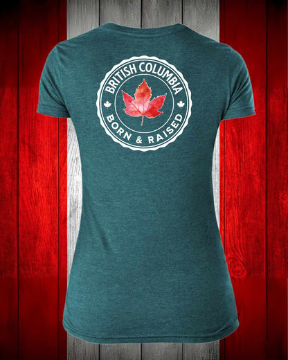 British Columbia Born and Raised left chest and back Women's Stanfield's Tee