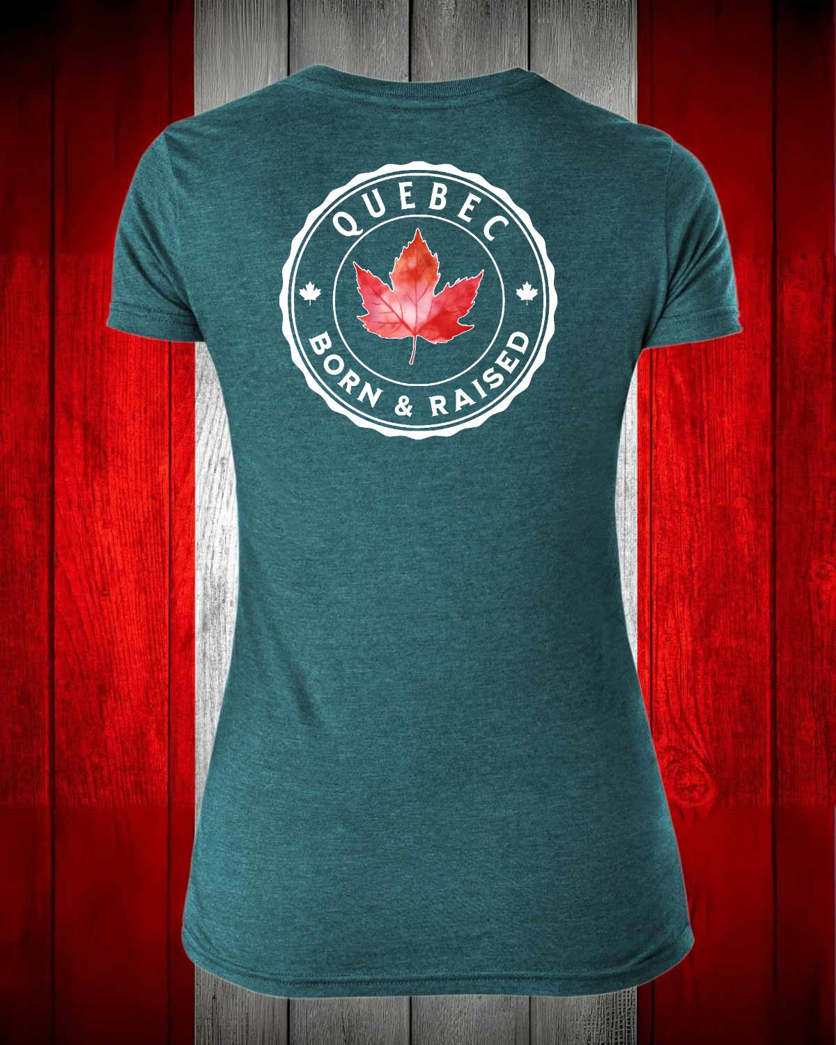 Quebec Born and Raised left chest and back Women's Stanfield's Tee