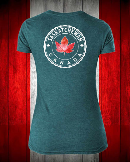 Saskatchewan Canada left chest and back Women's Stanfield's Tee