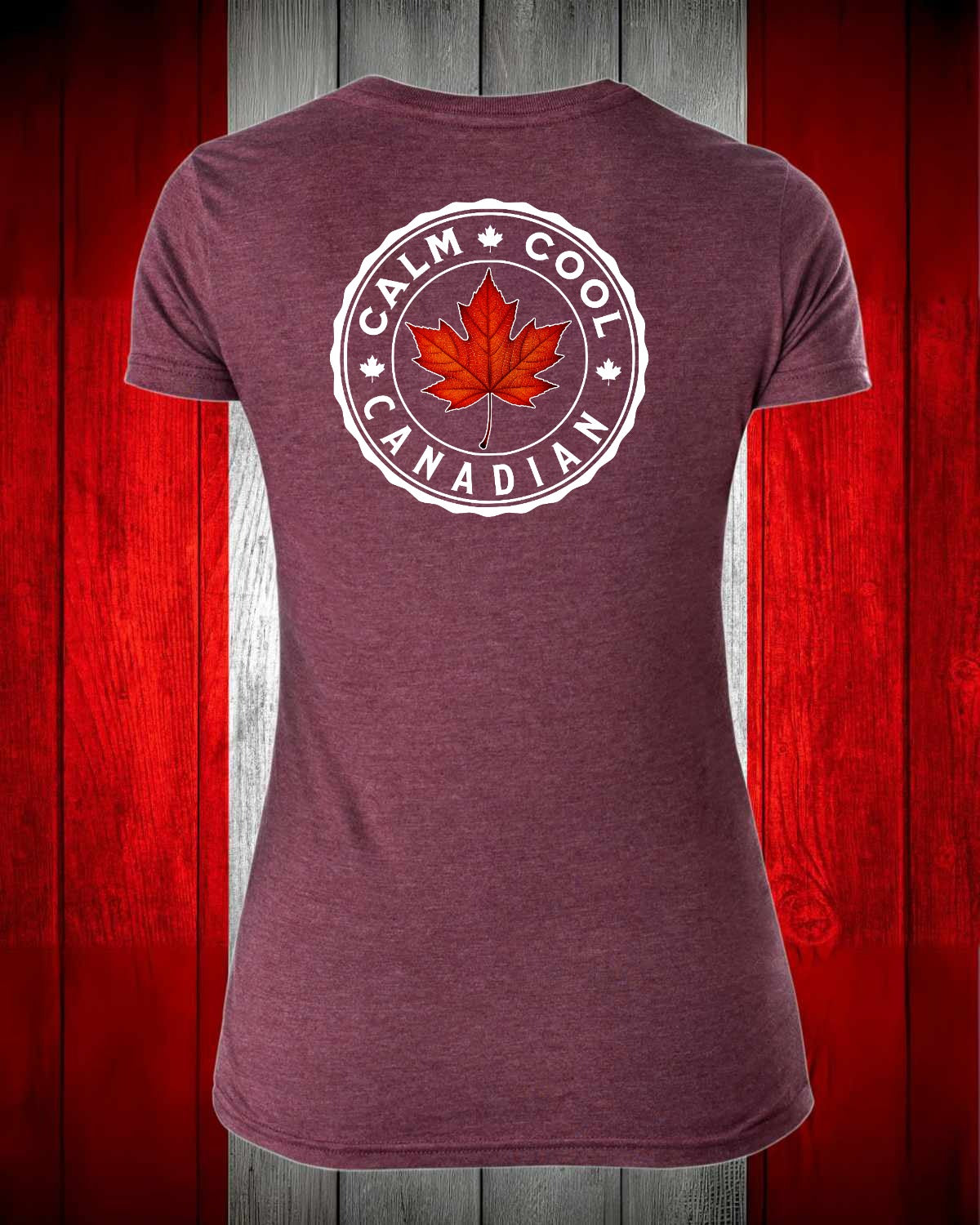 Calm, Cool Canadian Leaf Left Chest And Full Back Women's V-neck Stanfield's Tee (Copy)