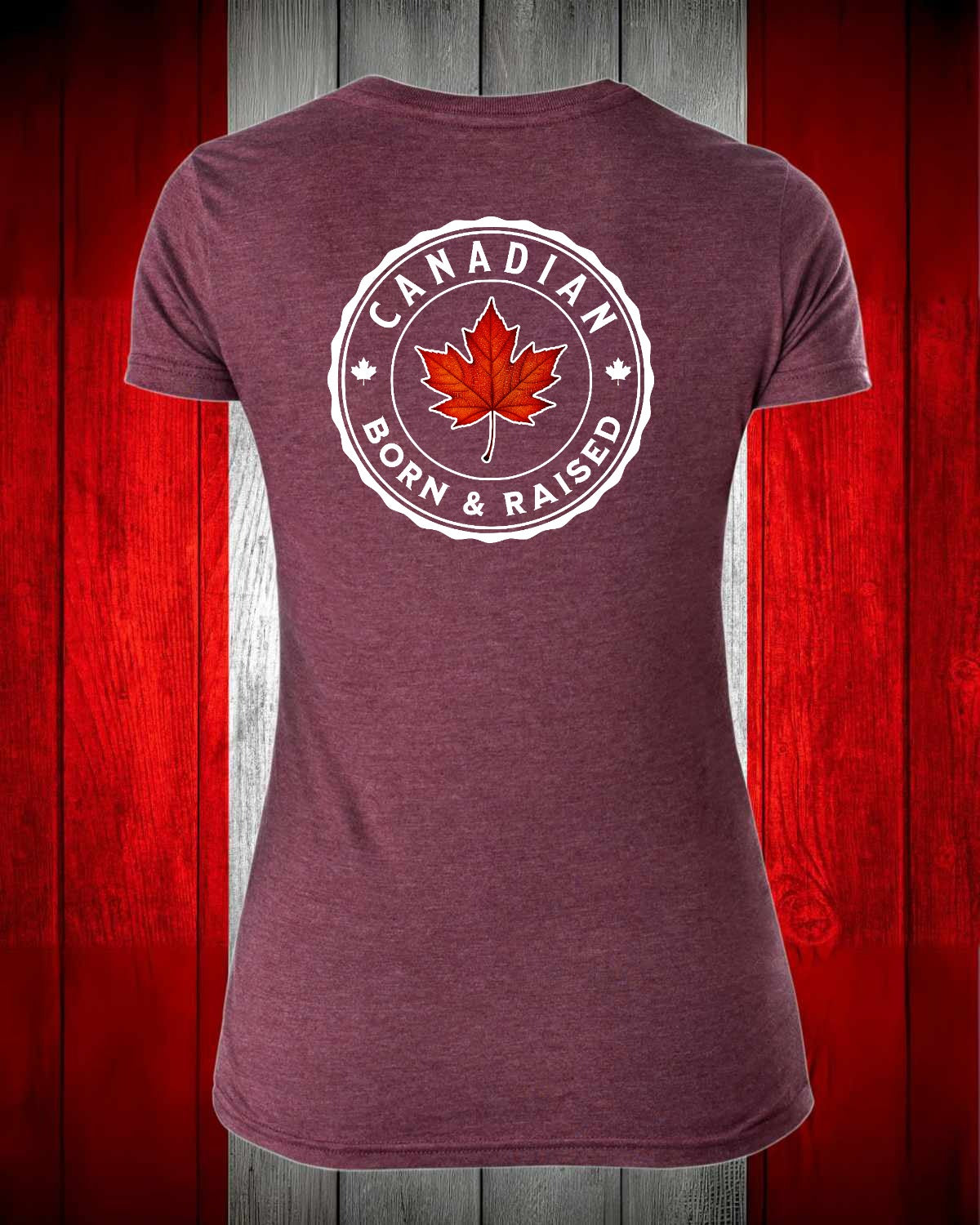 Canadian Born & Raised Left Chest And Full Back Women's V-neck Stanfield's Tee
