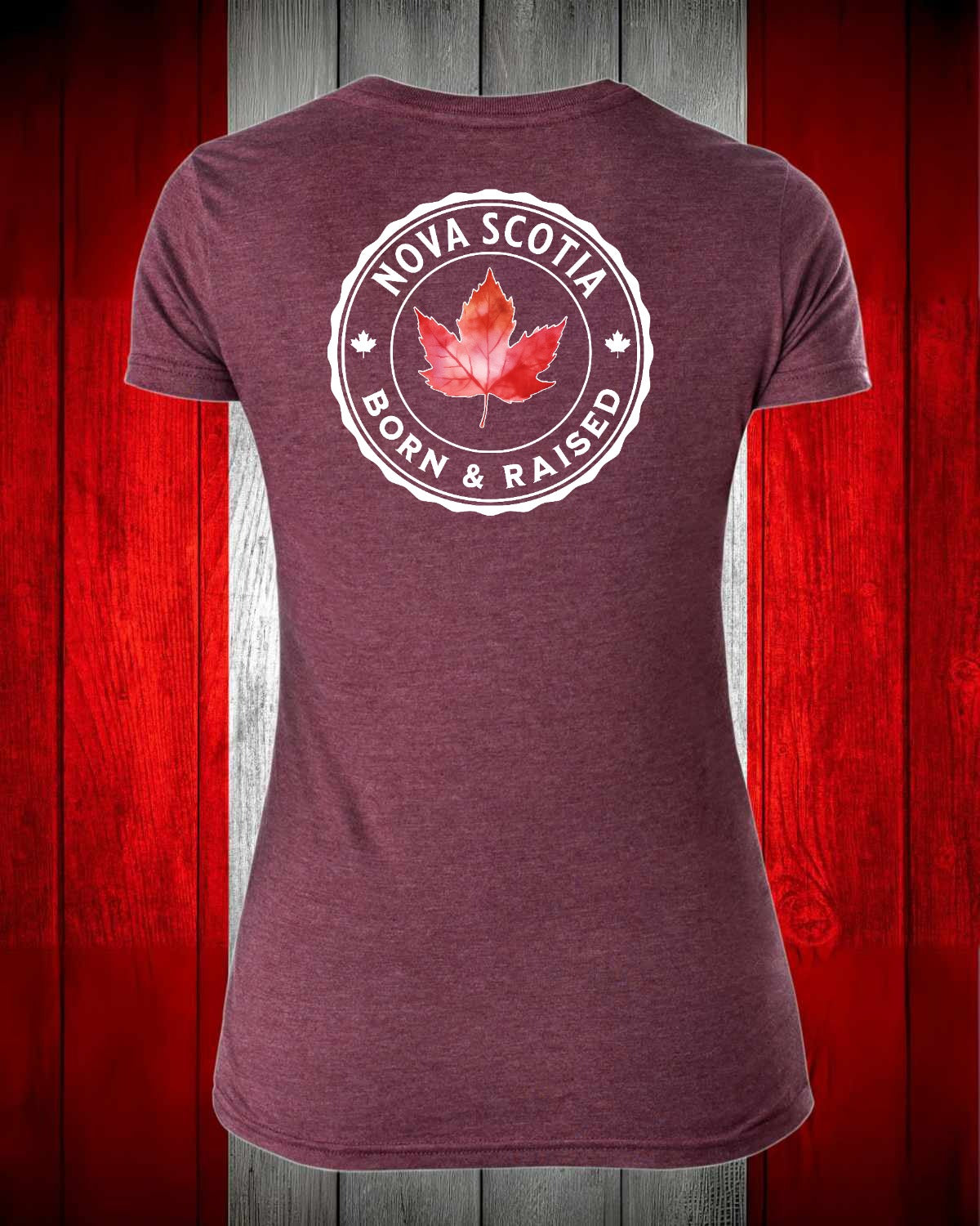 Nova Scotia Born and Raised left chest and back Women's Stanfield's Tee
