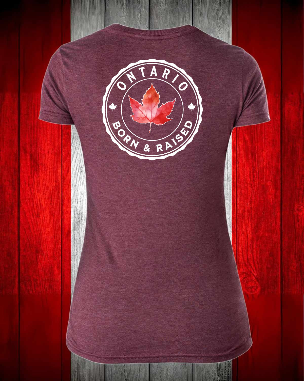 Ontario Born and Raised left chest and back Women's Stanfield's Tee