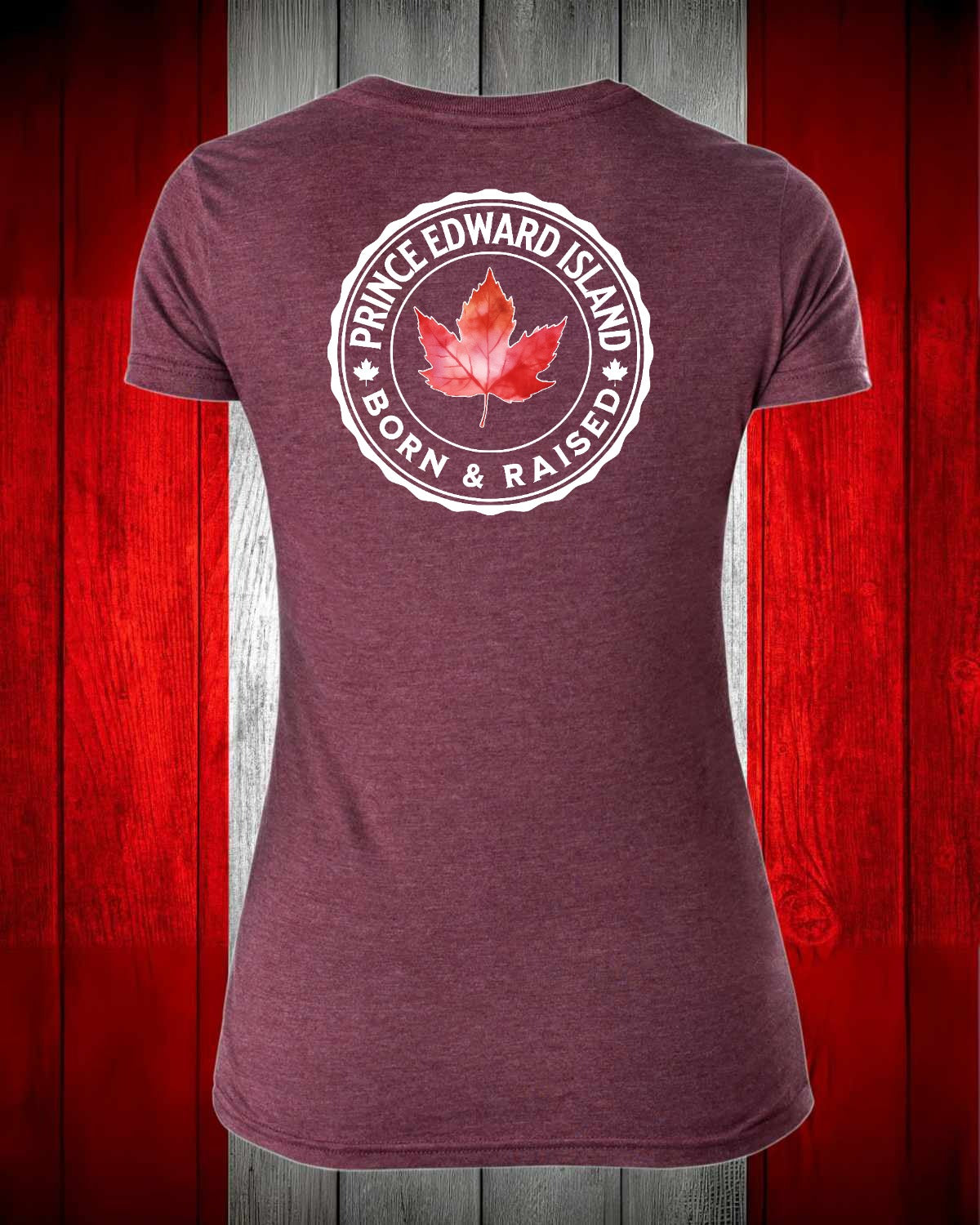 Prince Edward Island Born and Raised left chest and back Women's Stanfield's Tee