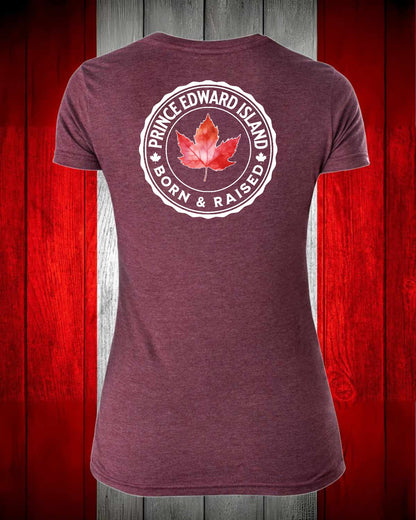 Prince Edward Island Born and Raised left chest and back Women's Stanfield's Tee