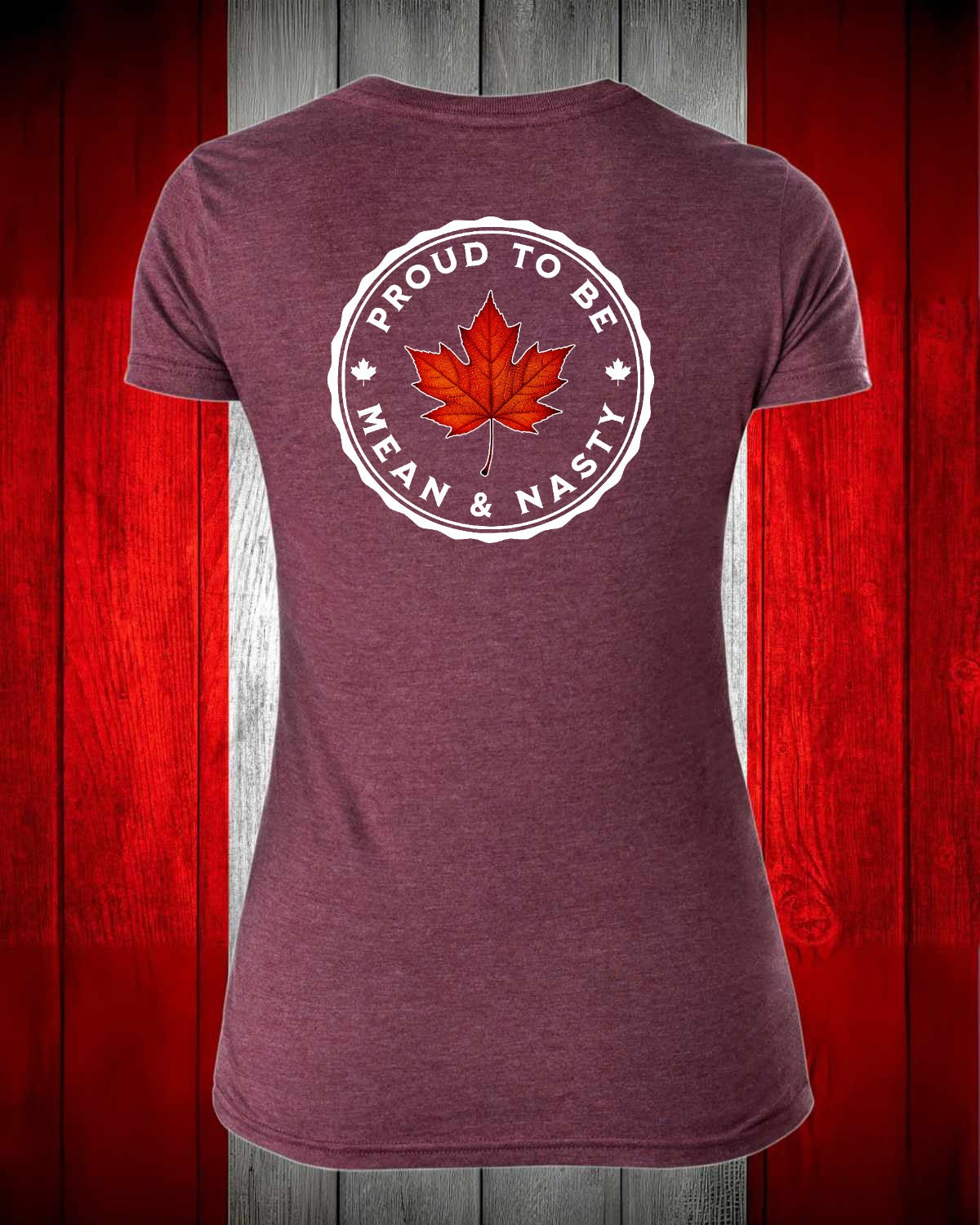 Proud to be Mean & Nasty Leaf  Left Chest And Full Back Women's V-neck Stanfield's Tee