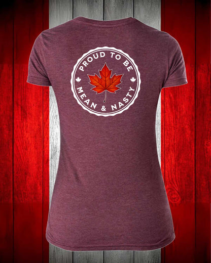 Proud to be Mean & Nasty Leaf  Left Chest And Full Back Women's V-neck Stanfield's Tee